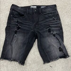 Black Distressed Men's Shorts